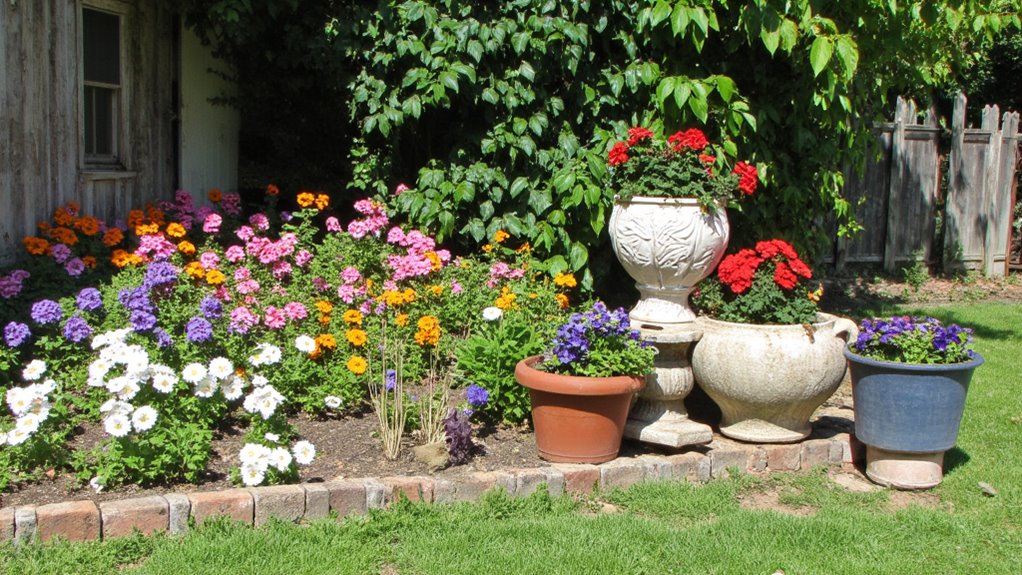 vibrant flower beds enhance charm