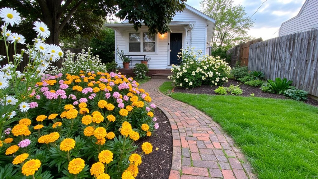 vibrant flower beds enhance charm