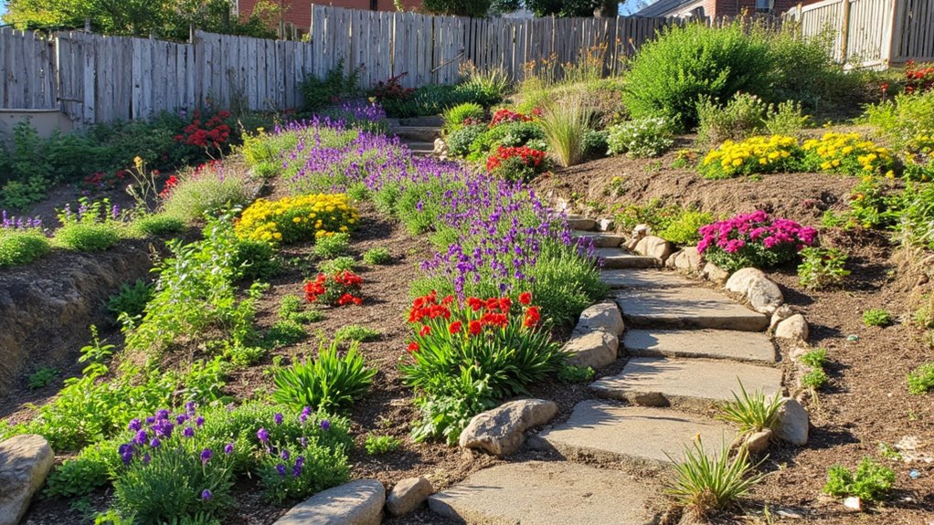 vibrant layered flower beds