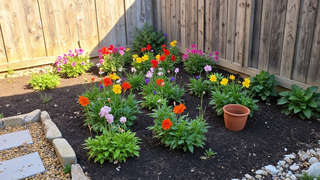 vibrant layered fragrant flower bed