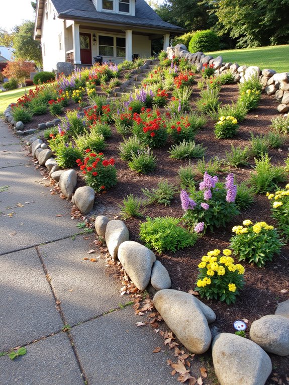 vibrant seasonal flower beds