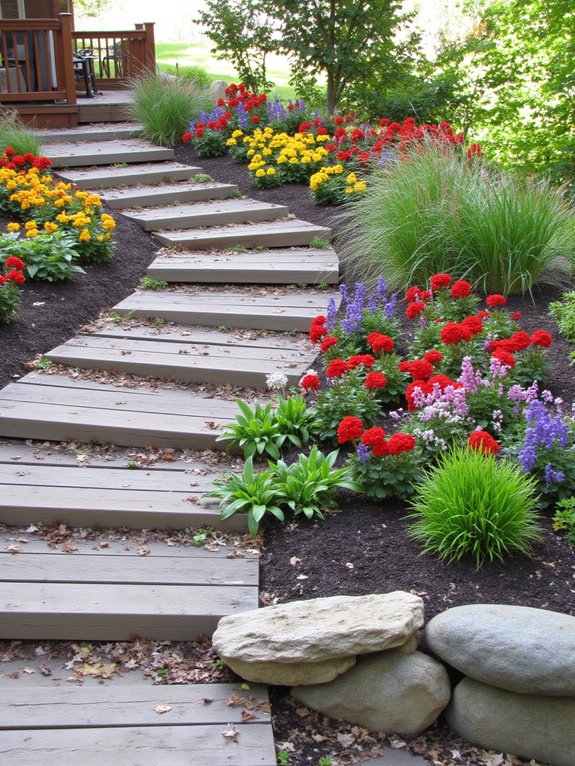 vibrant tiered flower beds