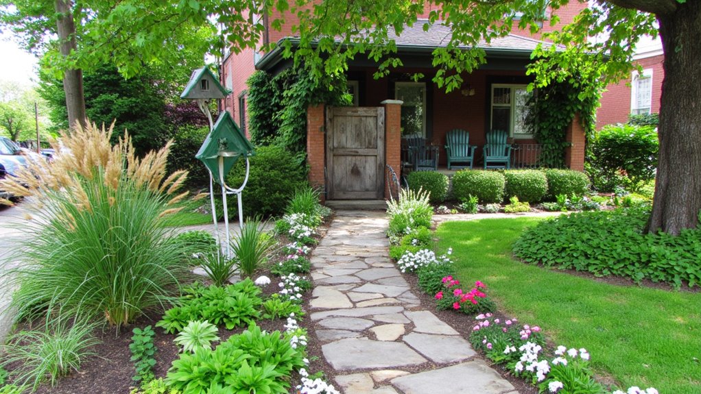 welcoming colorful entry garden