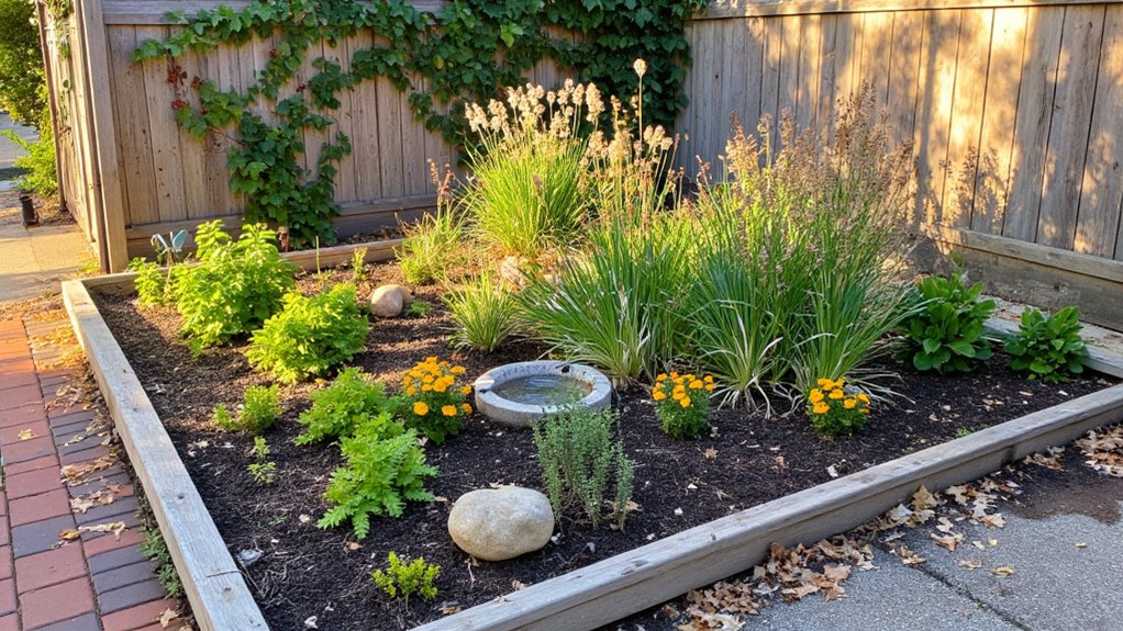 wildlife friendly corner garden bed