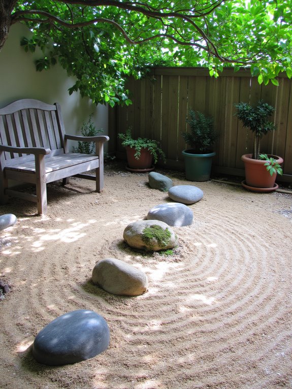 zen corner with pebbles