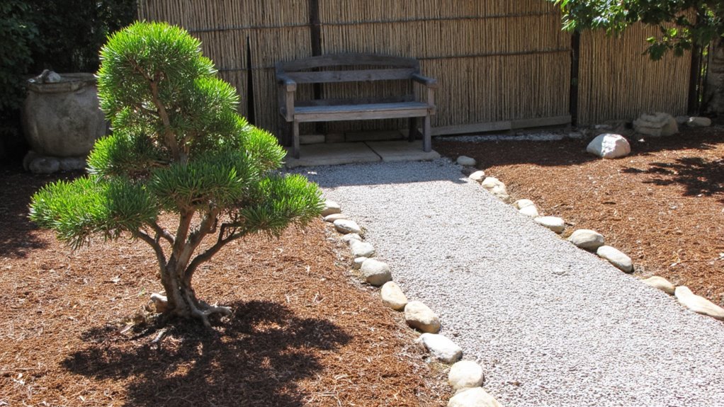 zen garden with gravel