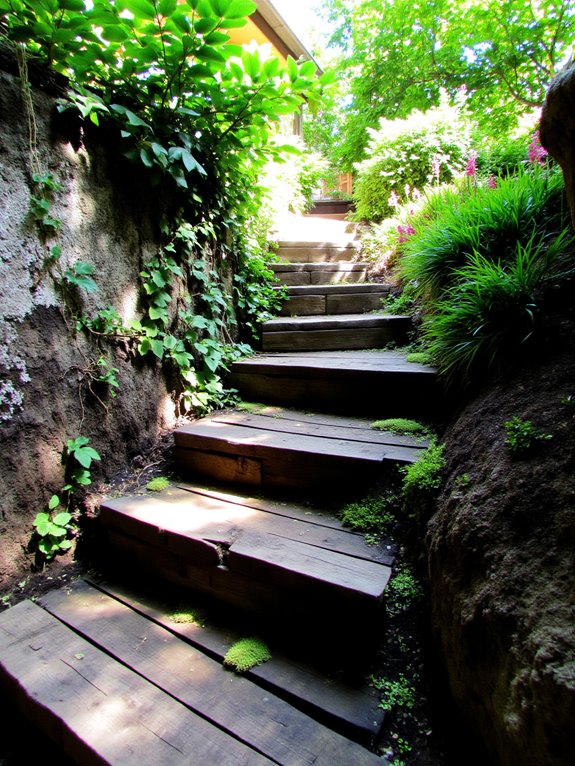 charming rustic wooden steps