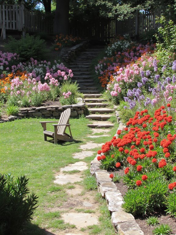 colorful flowers brighten backyard
