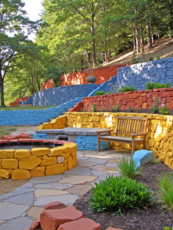 colorful hardscaping enhances gardens