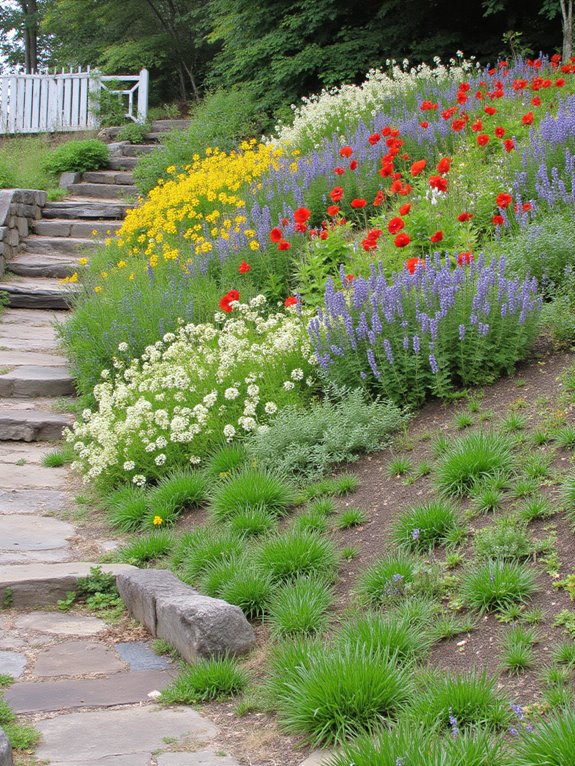 colorful perennial hillside gardens