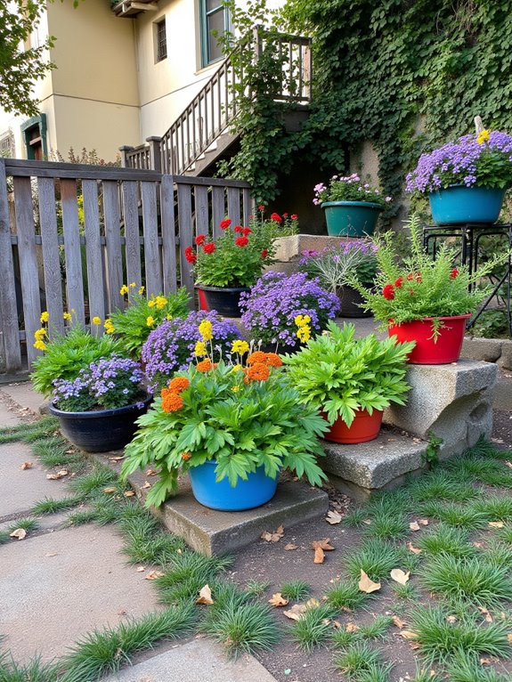 colorful planters enhance landscapes
