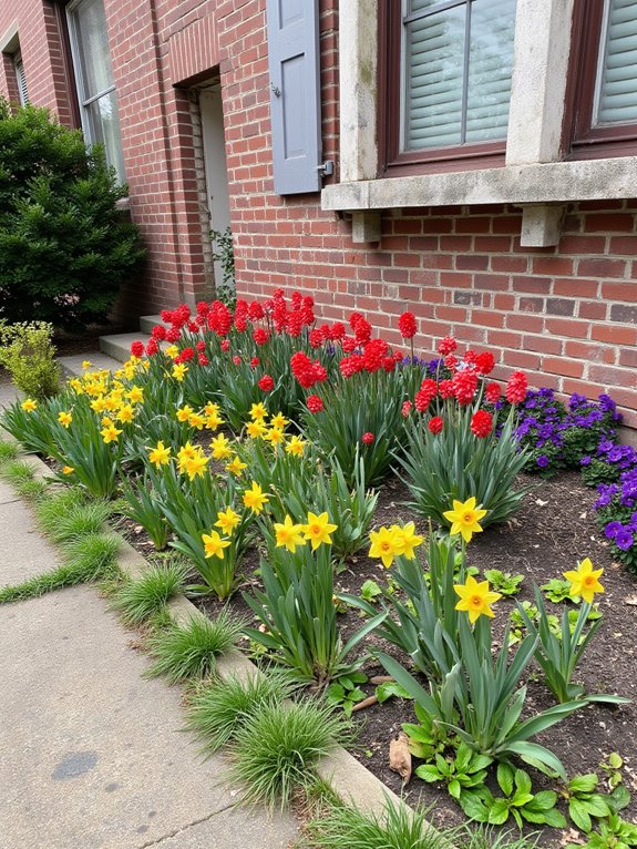 colorful seasonal flower beds