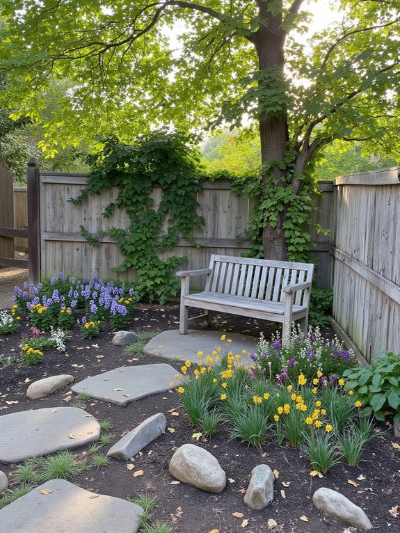 cozy creekside seating area