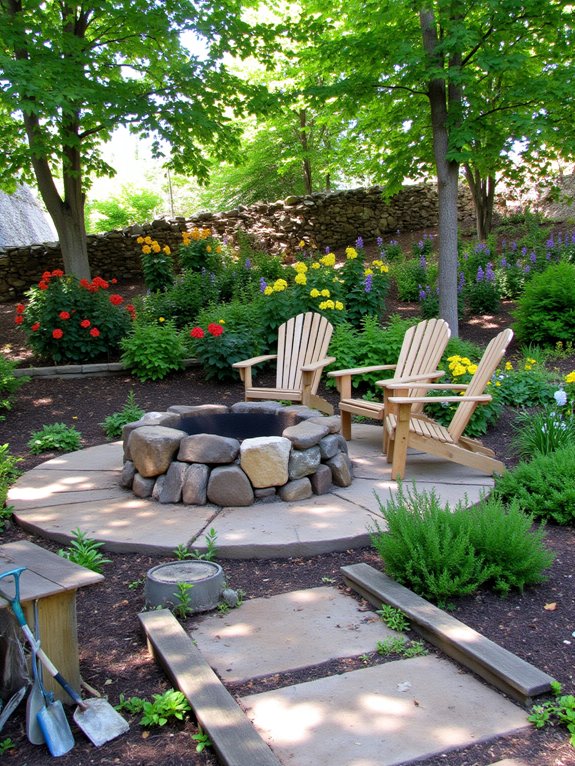 cozy hillside fire pit