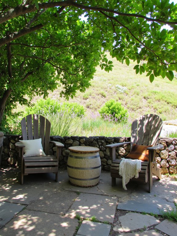 cozy hillside garden seating