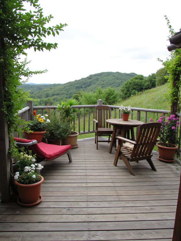 cozy hillside relaxation deck