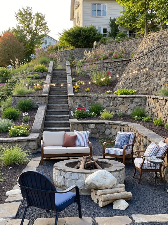 cozy tiered outdoor seating