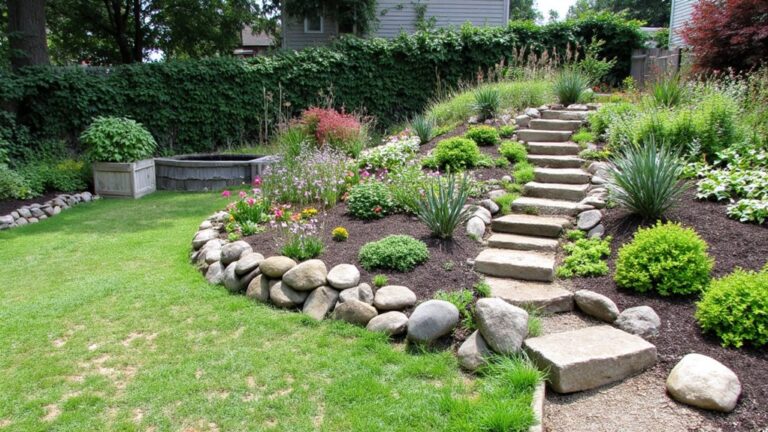 creative sloped backyard landscaping