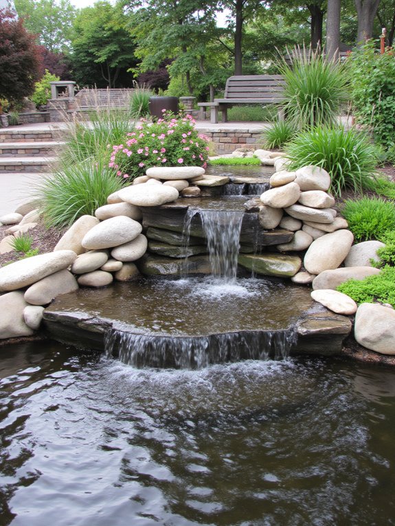 dramatic multi tiered waterfall design