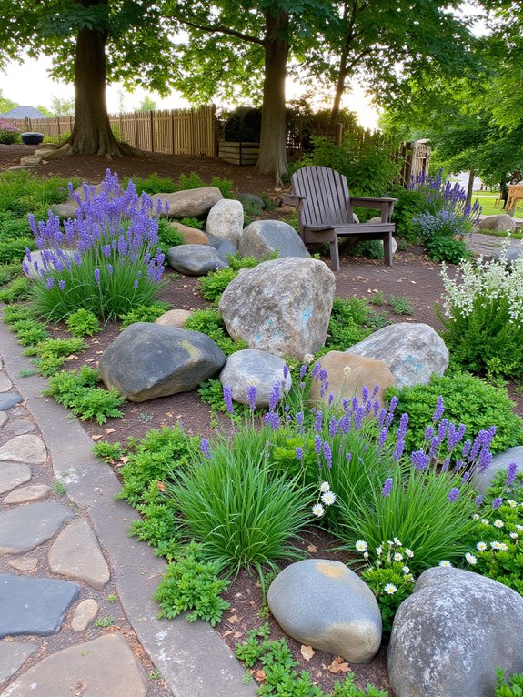 drought resistant plants and stones
