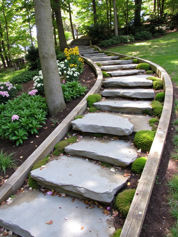 edging enhances garden steps