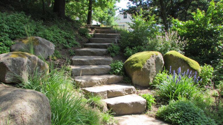 elegant sloped garden steps