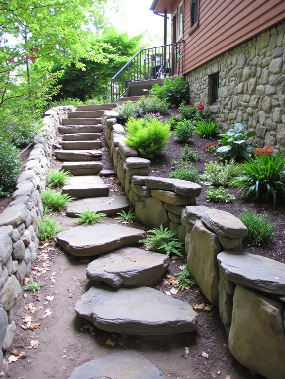 elevated garden with retaining walls