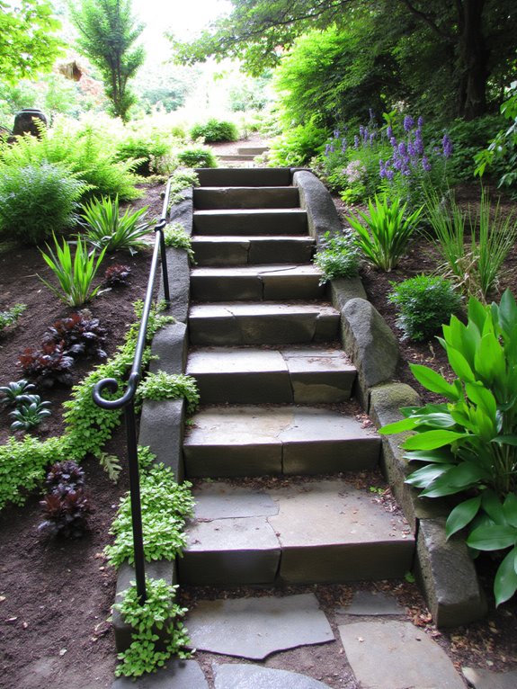 garden steps with greenery