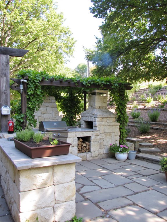 hillside outdoor kitchen design