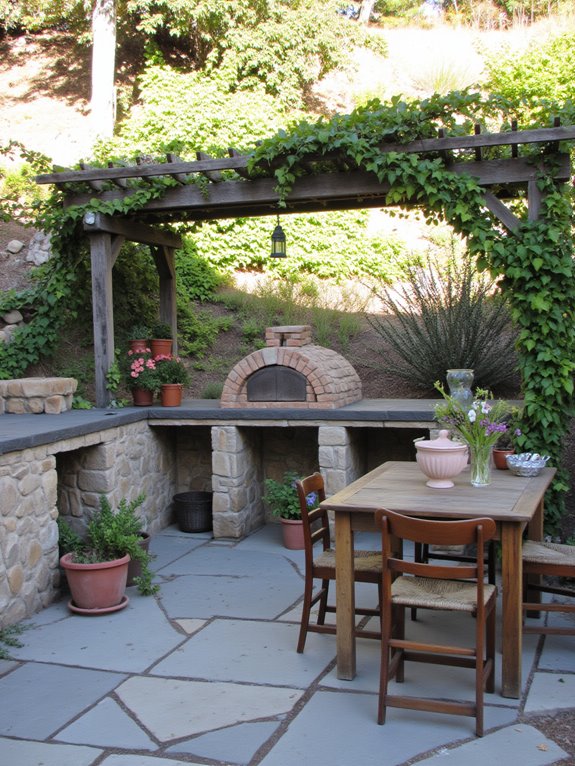 hillside outdoor kitchen oasis