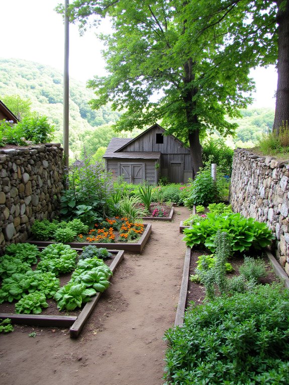 hillside vegetable and herb garden
