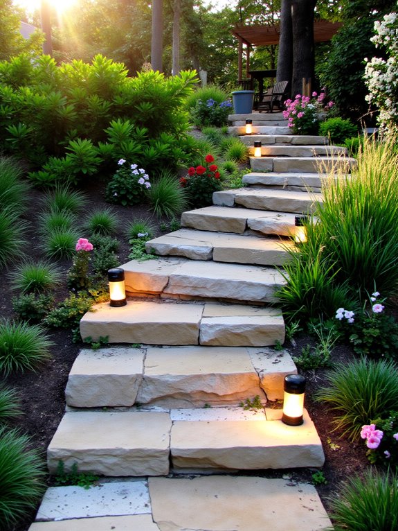 inviting garden step lighting