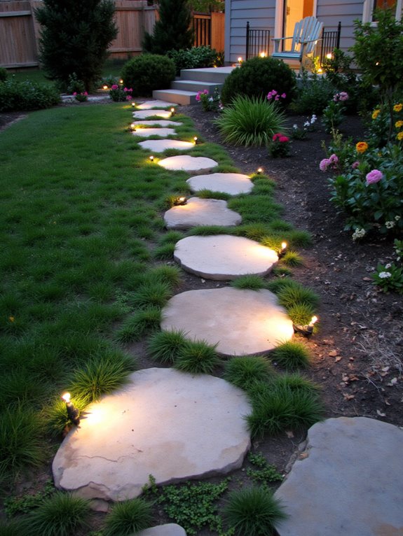 lighted pathway garden stones