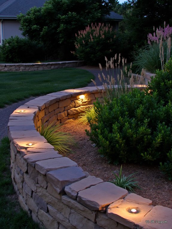 lighted retaining walls enhance ambiance