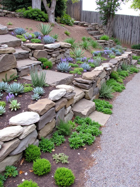 low maintenance hillside succulents