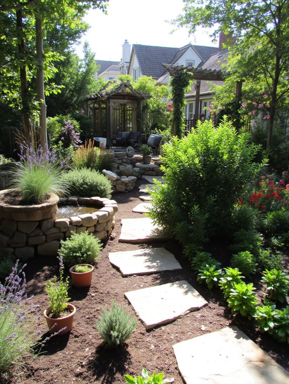 mediterranean themed garden oasis