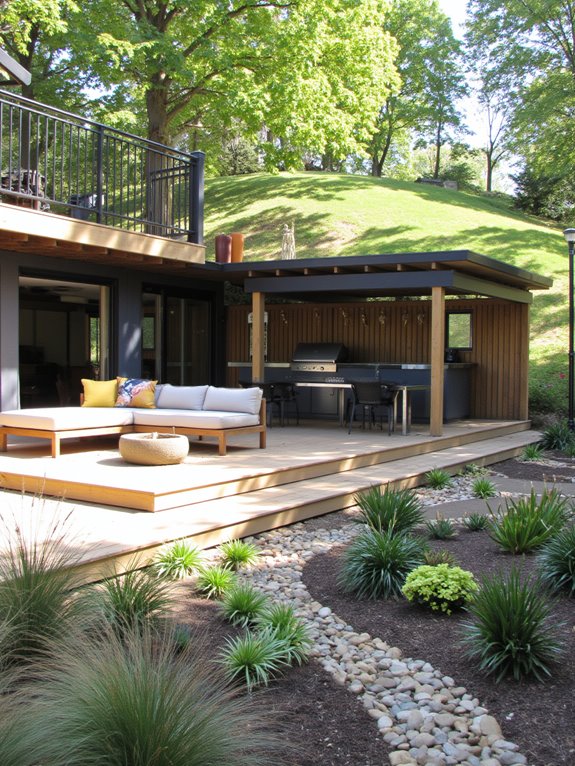 multi level outdoor entertainment deck