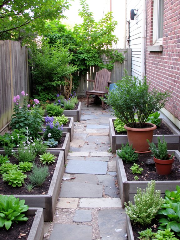 organized elevated garden spaces