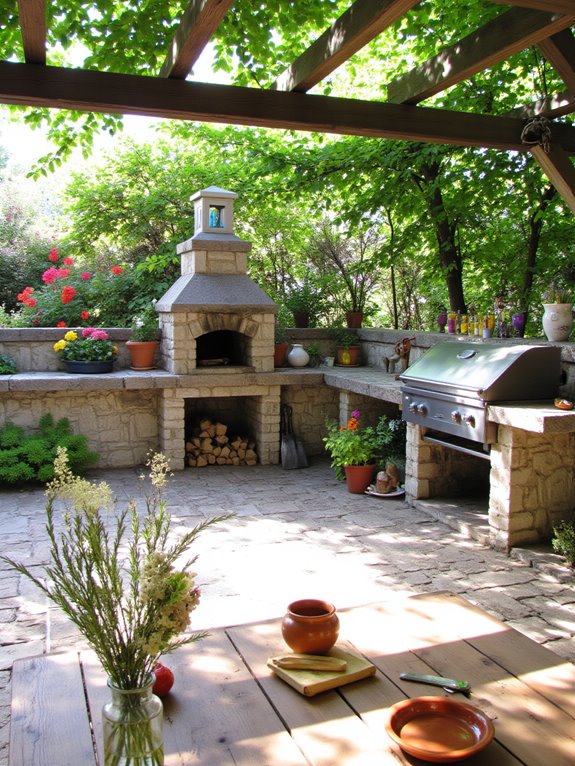 outdoor kitchen gathering space