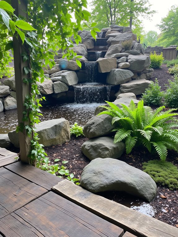 plants enhance waterfall aesthetics