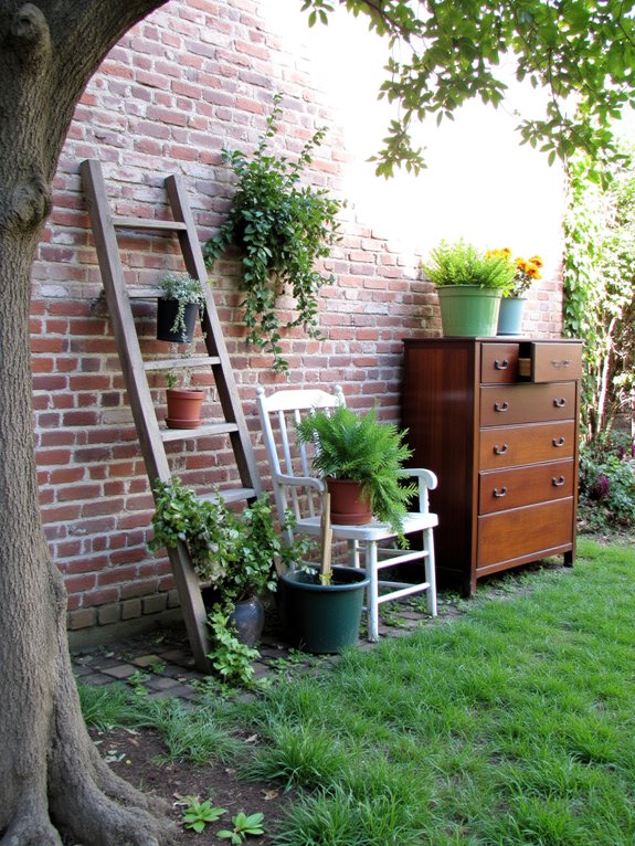 repurposed furniture garden decor