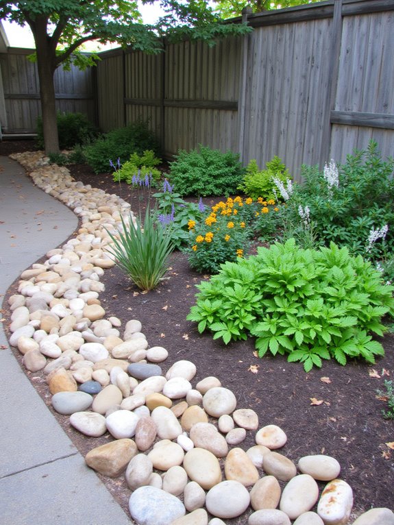 rocks define planting areas