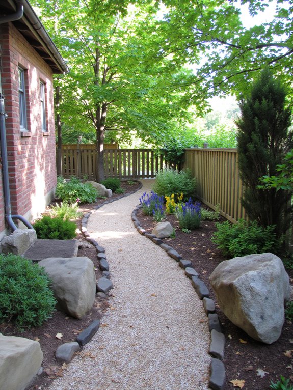 rustic crushed stone pathway