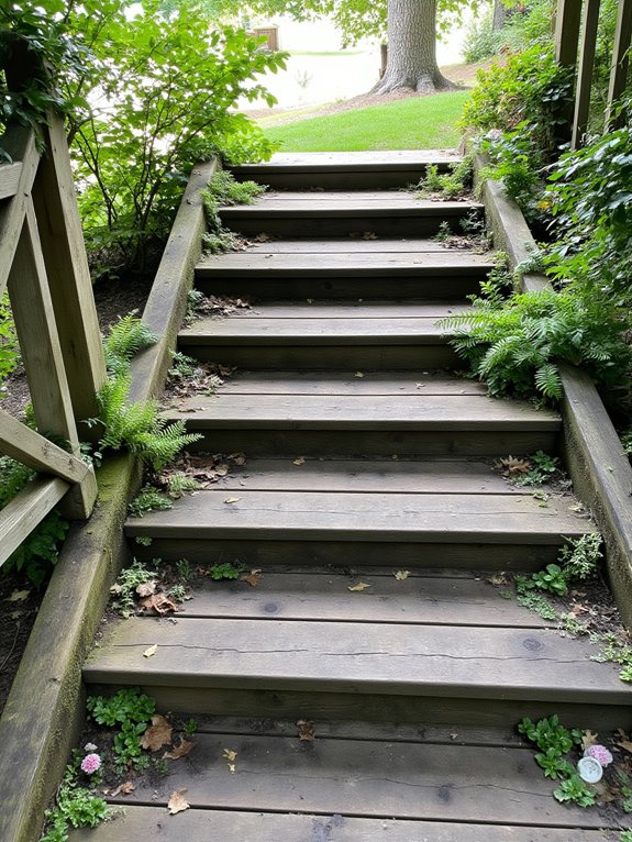 rustic eco friendly wooden steps