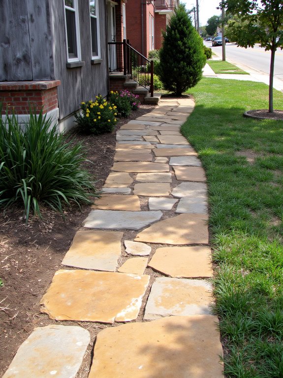 rustic flagstone garden pathway