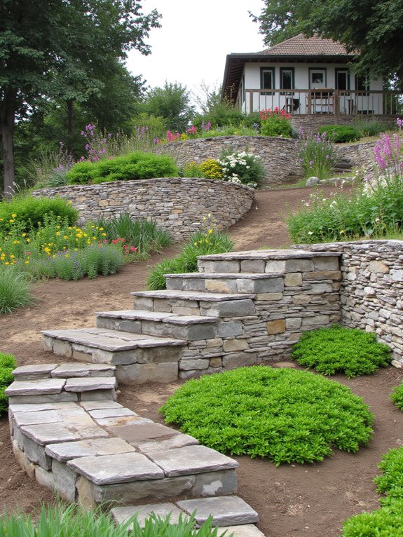 rustic stone retaining walls