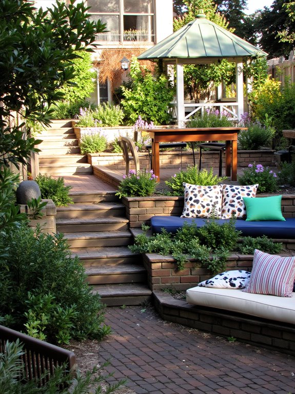 seating steps enhance backyard charm