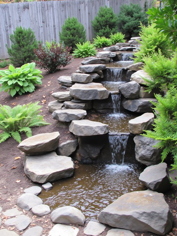 serene cascading water feature