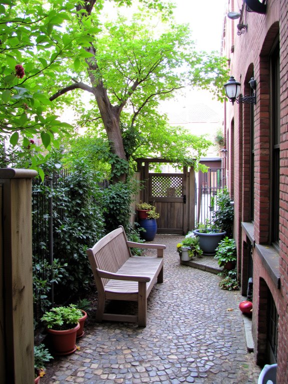 serene escape with bench