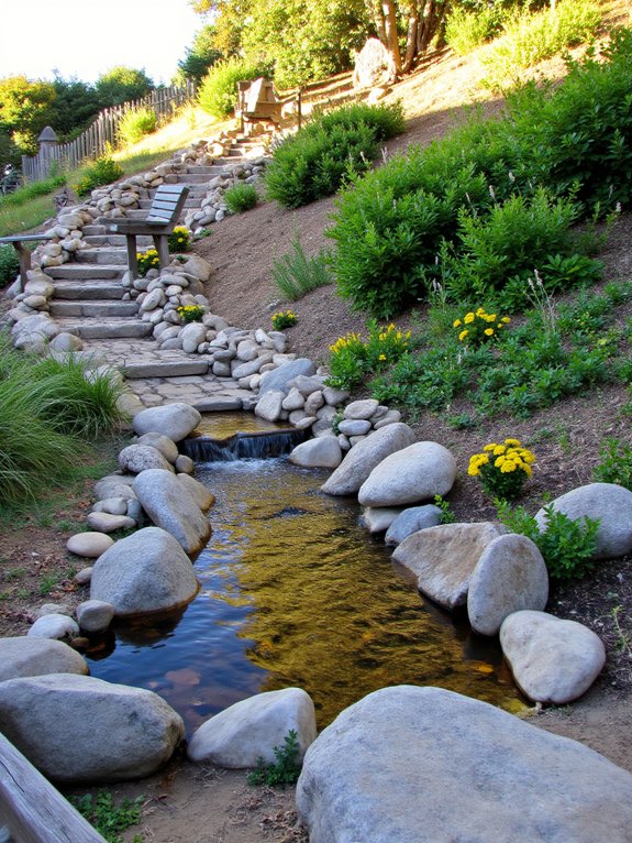 serene hillside water feature